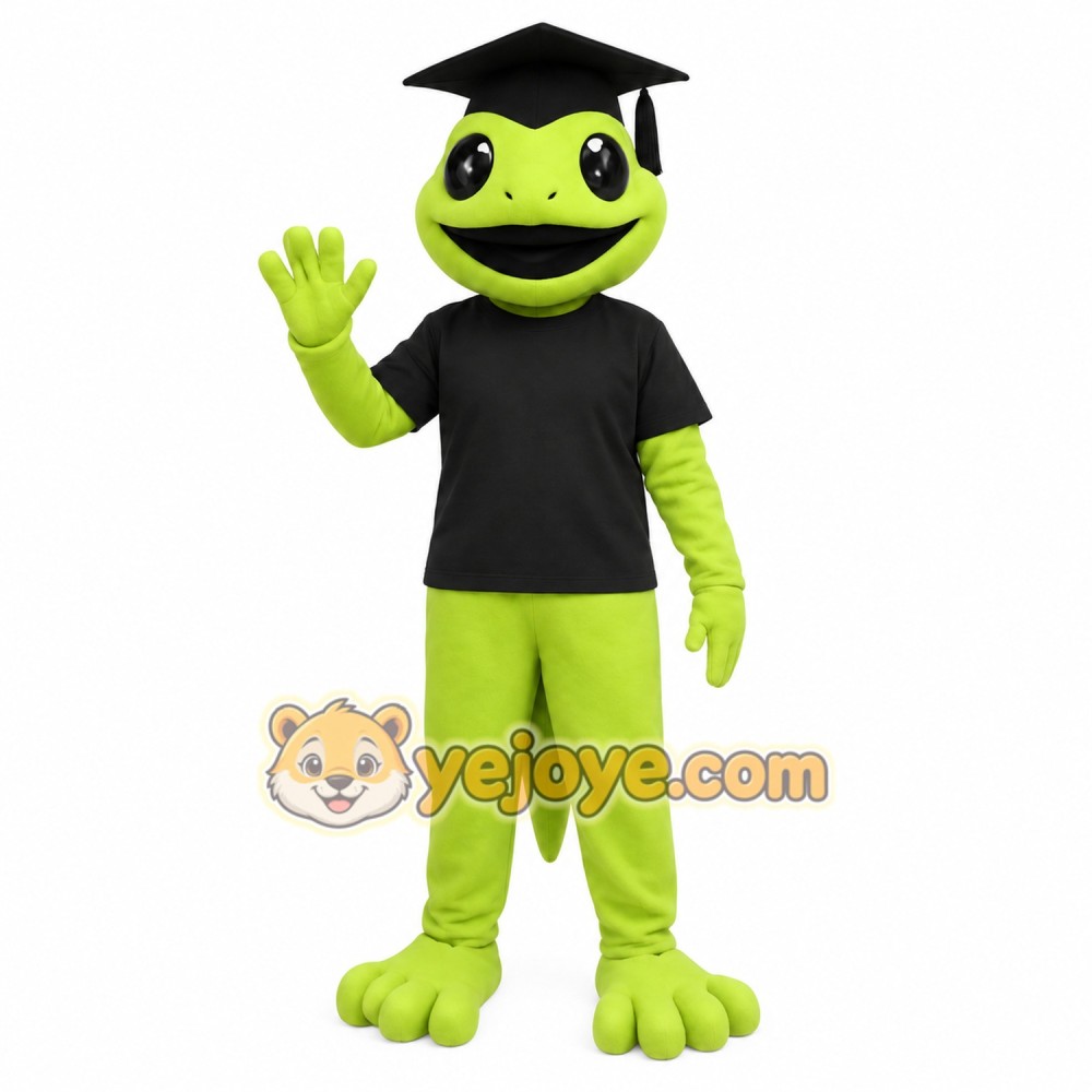 Green Graduation Frog Mascot Costume