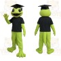 Green Black Graduate Lizard Mascot Costume