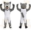Gray White Basketball Wolf Mascot Costume
