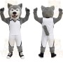 Gray White Basketball Wolf Mascot Costume