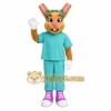 Tan Teal Nerd Rabbit Mascot Costume