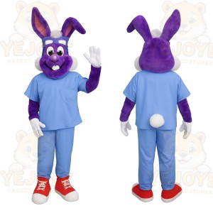 Purple Blue Bunny Rabbit Mascot Costume