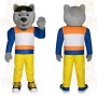 Gray Blue Orange Yellow Husky Mascot Costume