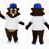 Brown Beaver With Blue Cap Mascot Costume