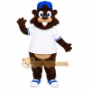 Brown Beaver With Blue Cap Mascot Costume Brown Beaver With Blue Cap Mascot Costume
