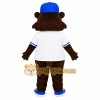 Brown Beaver With Blue Cap Mascot Costume Brown Beaver With Blue Cap Mascot Costume
