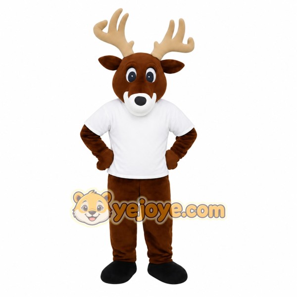 Brown Tan White Reindeer Mascot Costume