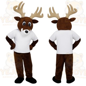 Brown Tan White Reindeer Mascot Costume