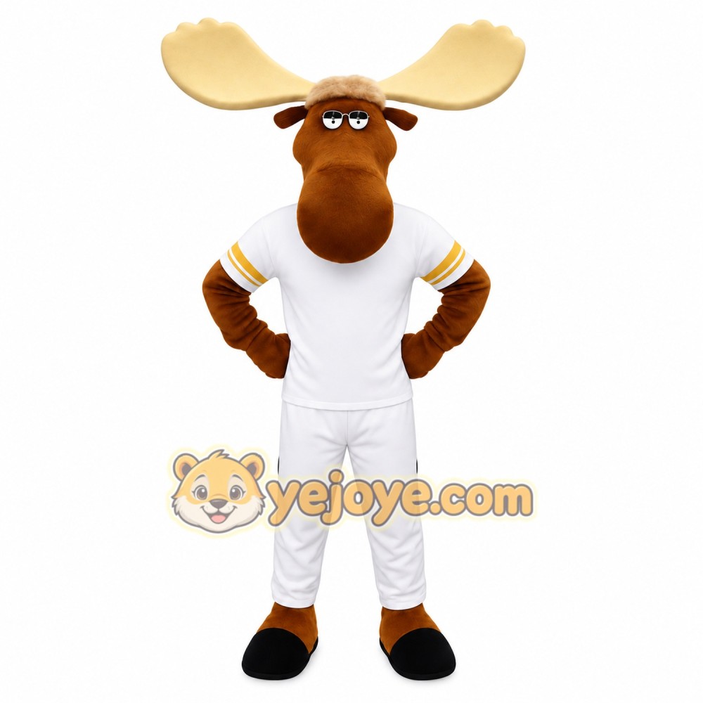 Brown Cream White Moose Mascot Costume Brown Cream White Moose Mascot Costume