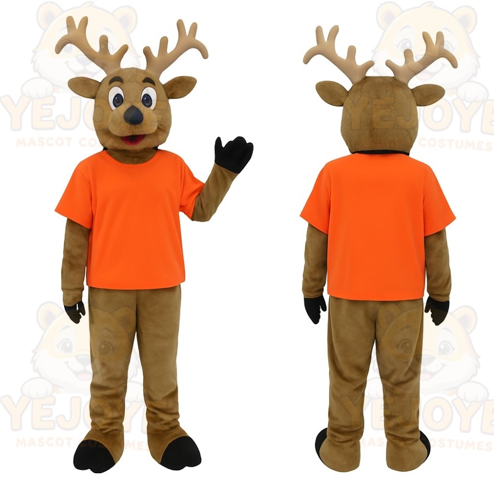 Brown Orange Reindeer Mascot Costume