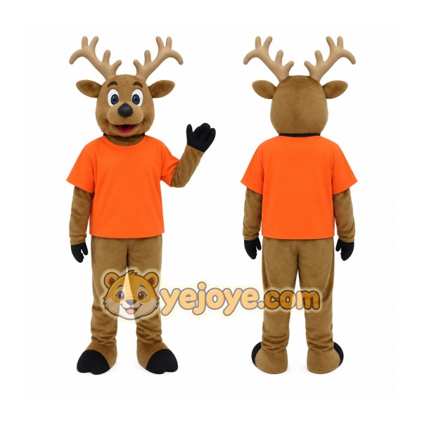 Brown Orange Reindeer Mascot Costume