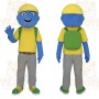 Blue Yellow Backpack Schoolboy Mascot Costume