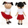 Black Red White Pigtail Girl Mascot Costume