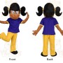 Purple Yellow Pigtail Girl Mascot Costume