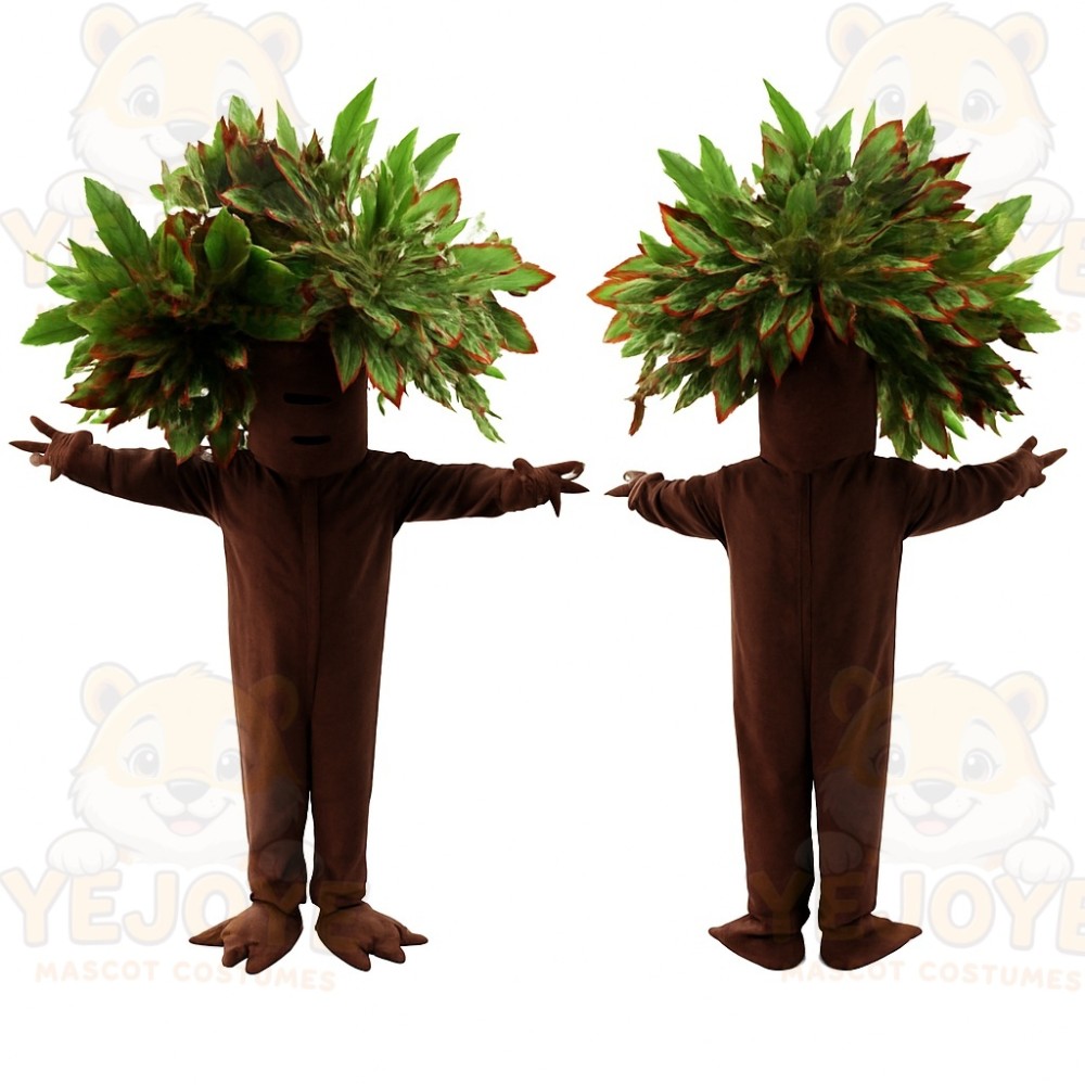 Brown Green Leafy Tree Mascot Costume