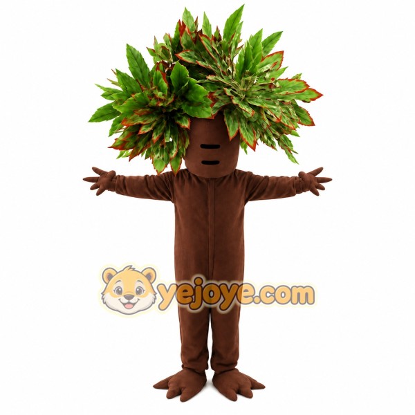 Brown Green Leafy Tree Mascot Costume