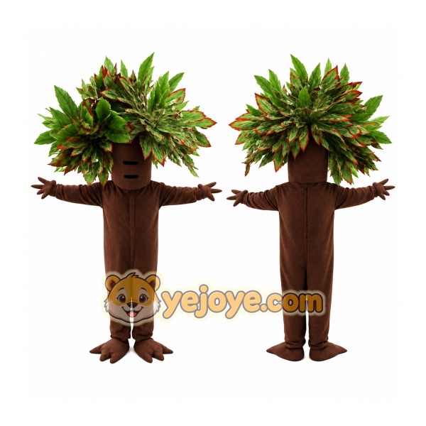 Brown Green Leafy Tree Mascot Costume