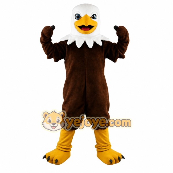 Brown White Yellow Eagle Mascot Costume