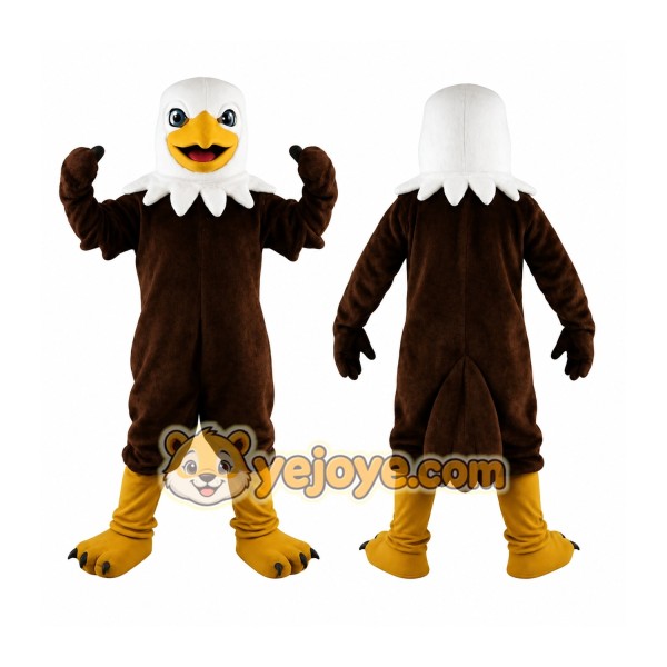 Brown White Yellow Eagle Mascot Costume