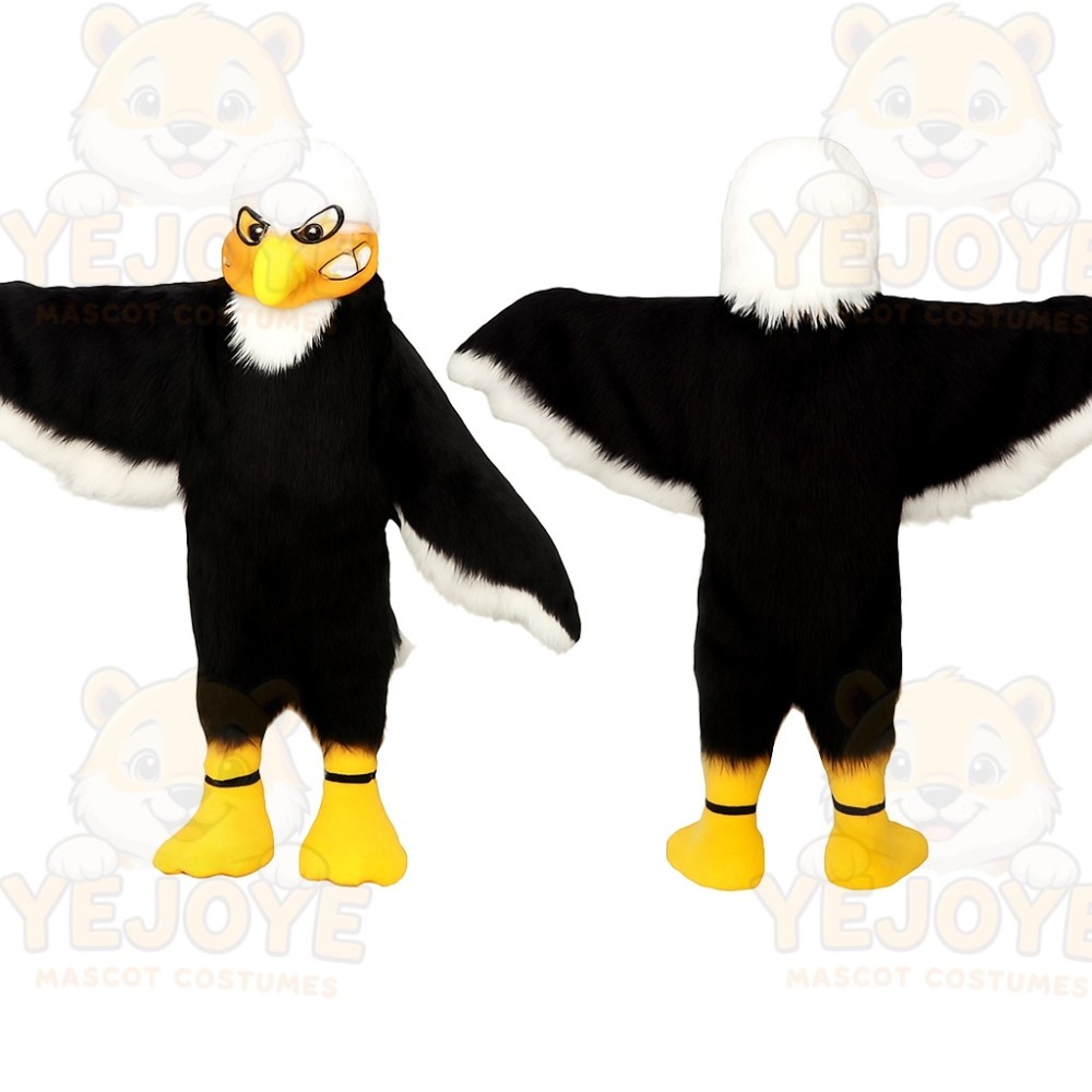 Black White Yellow Bald Eagle Mascot Costume