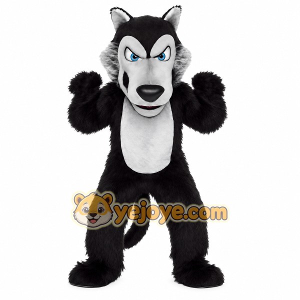 Black White Gray Husky Dog Mascot Costume