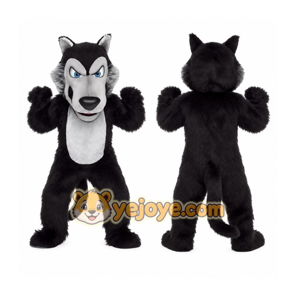 Black White Gray Husky Dog Mascot Costume