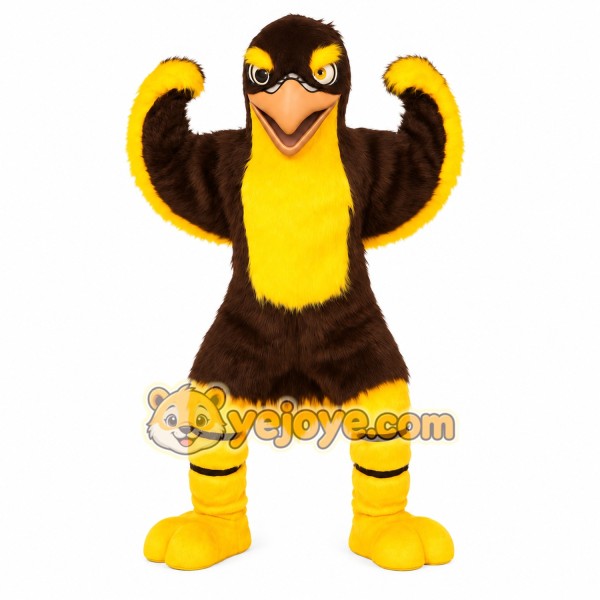 Brown Yellow Eagle Mascot Costume