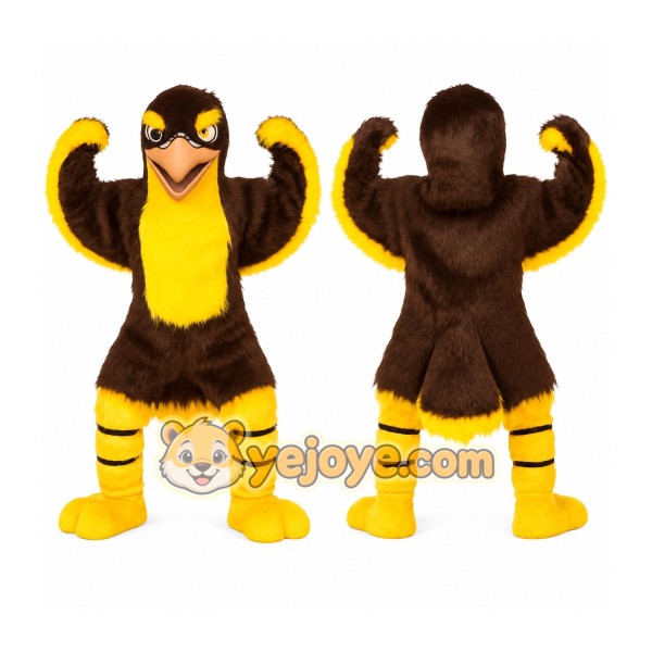 Brown Yellow Eagle Mascot Costume