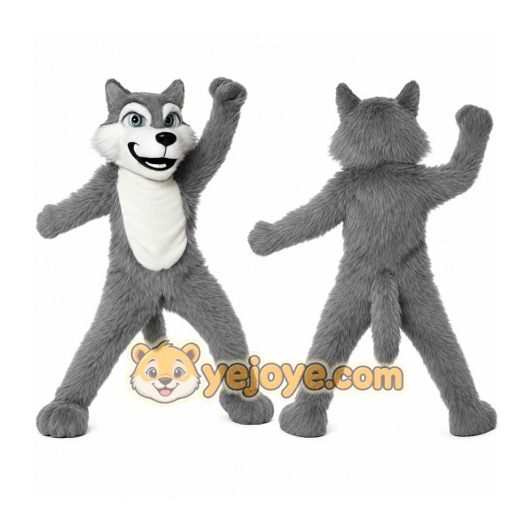 Gray White Husky Dog Mascot Costume
