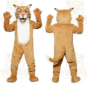 Tan White Cougar Mascot Costume