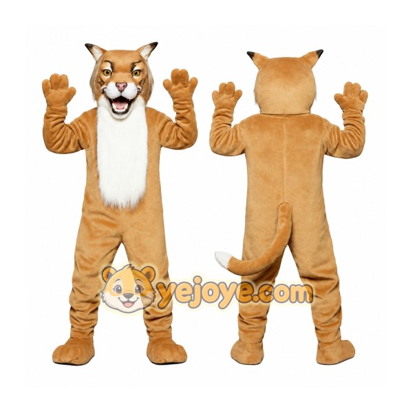 Tan White Cougar Mascot Costume