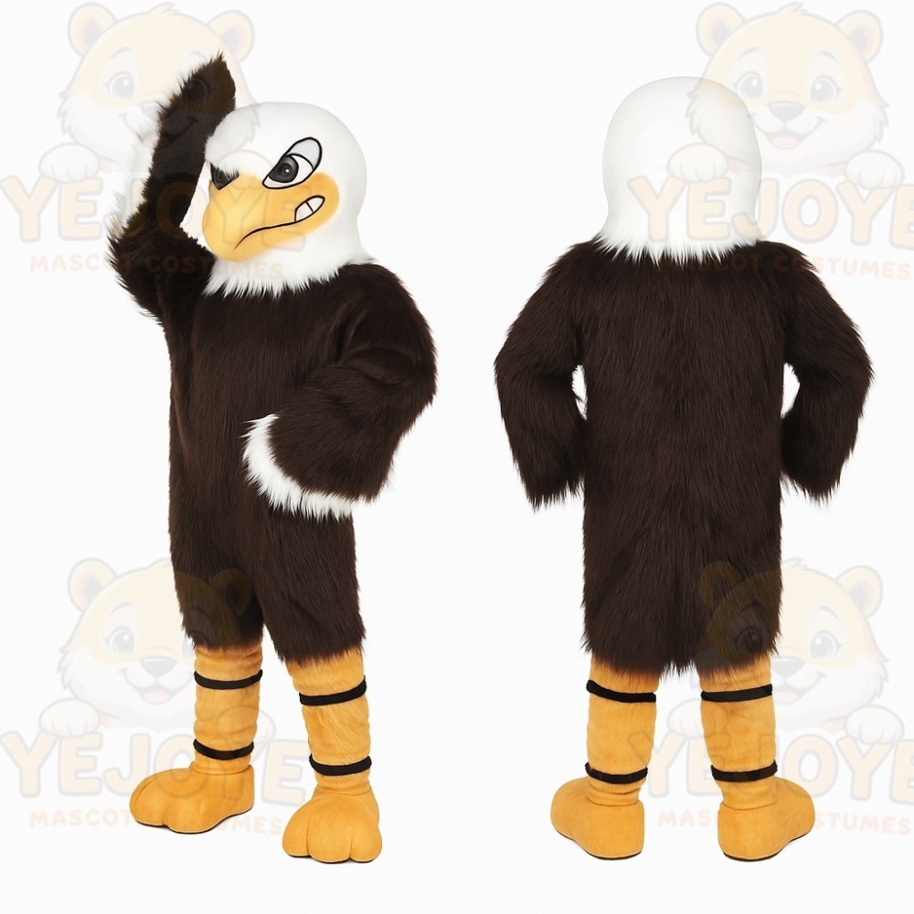 Brown White Yellow Bald Eagle Mascot Costume