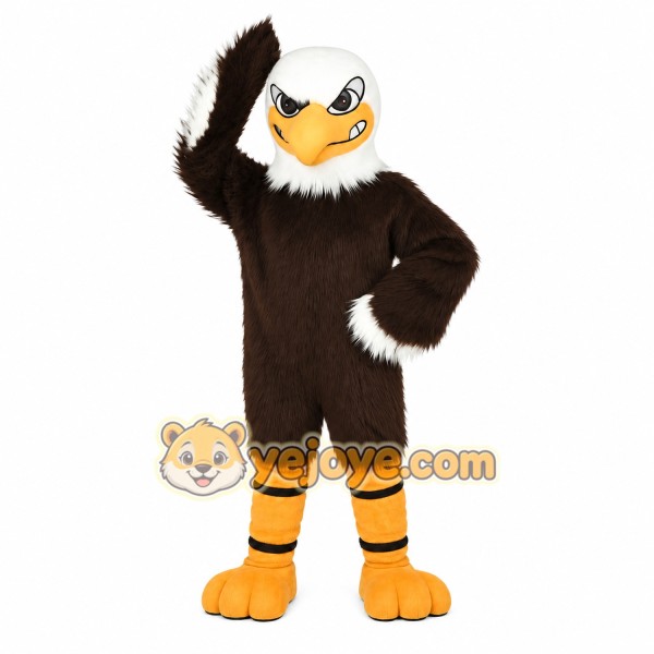 Brown White Yellow Bald Eagle Mascot Costume