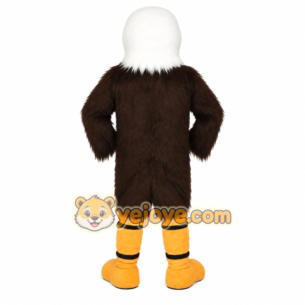 Brown White Yellow Bald Eagle Mascot Costume
