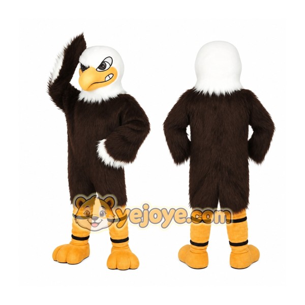 Brown White Yellow Bald Eagle Mascot Costume