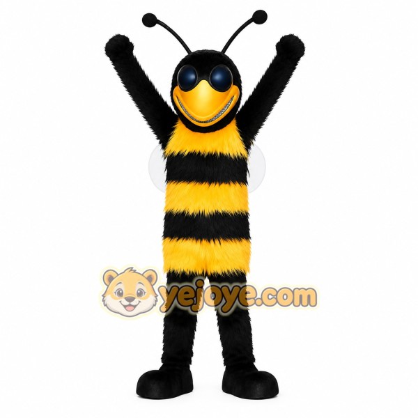 Black Yellow Striped Bee Mascot Costume