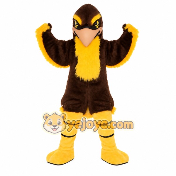 Brown Yellow Eagle Mascot Costume