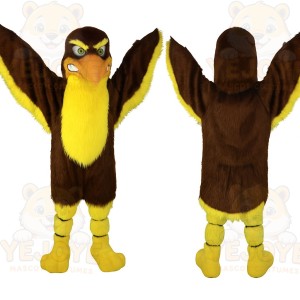 Brown Yellow Eagle Mascot Costume