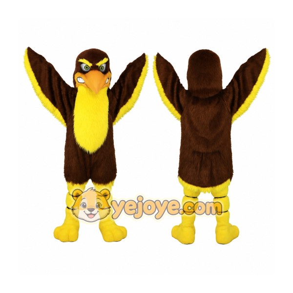 Brown Yellow Eagle Mascot Costume