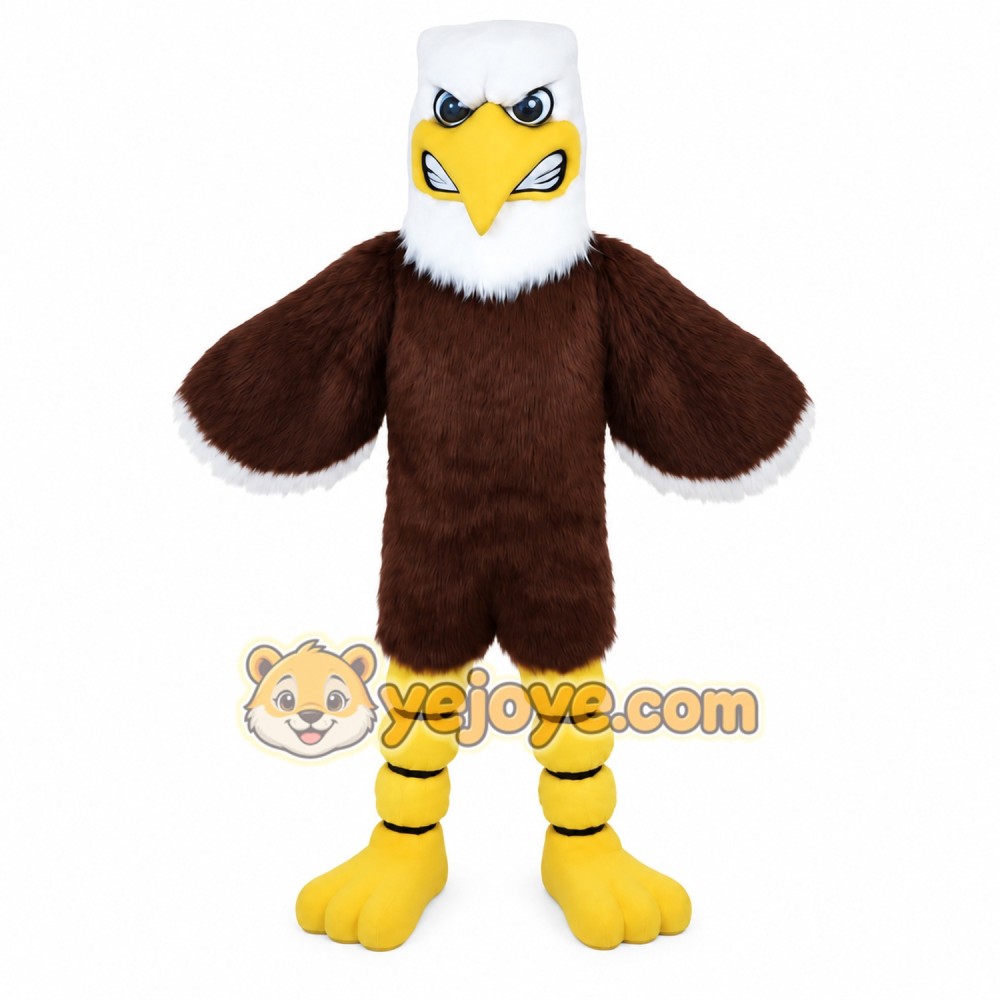 Brown White Yellow Bald Eagle Mascot Costume