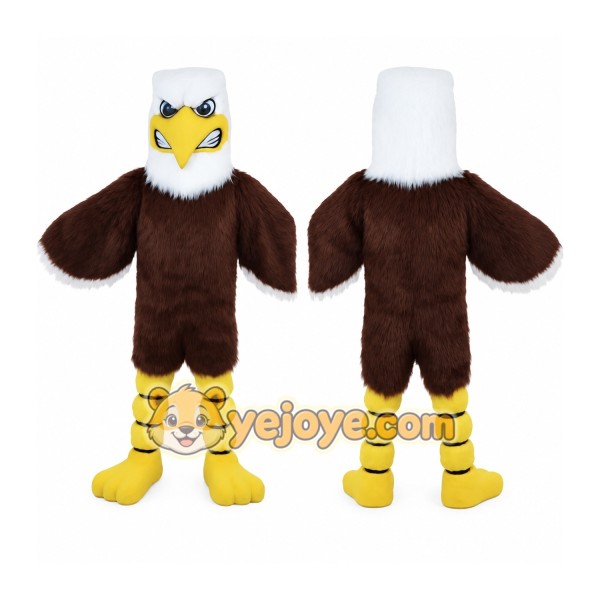 Brown White Yellow Bald Eagle Mascot Costume
