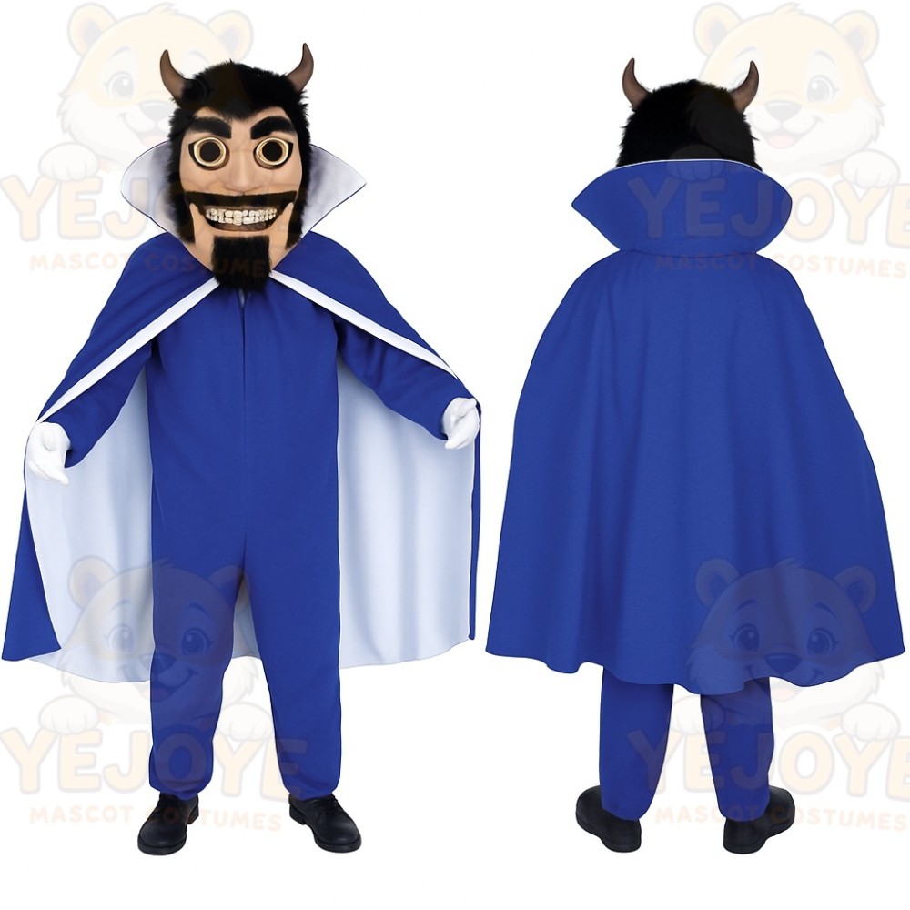 Blue Black Horned Devil Mascot Costume