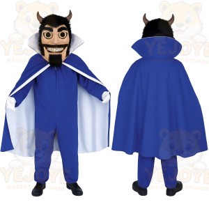 Blue Black Horned Devil Mascot Costume