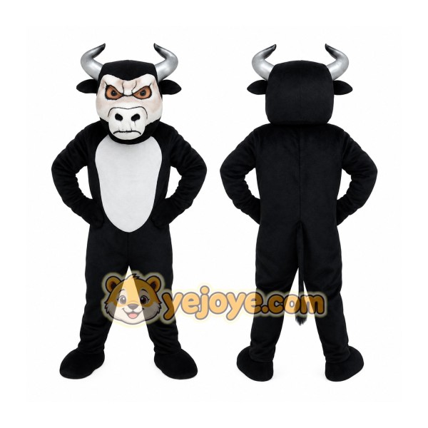 Black White Gray Bull Mascot Costume