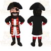 Black Red White Bearded Pirate Mascot Costume