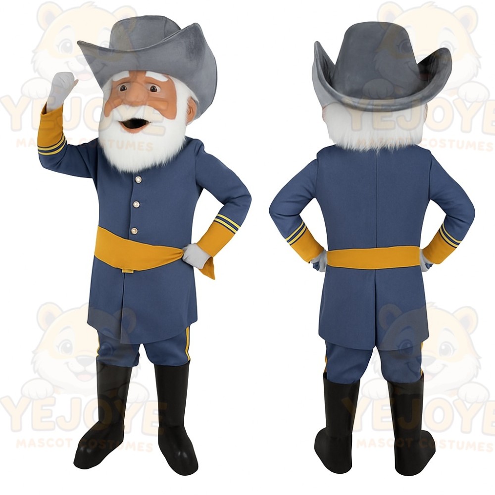 Blue Gold Bearded Cowboy Mascot Costume