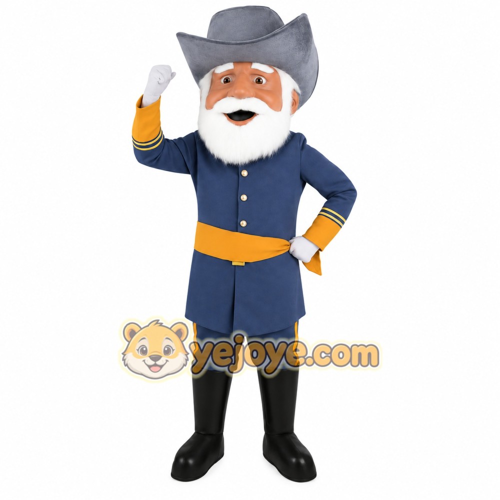 Blue Gold Bearded Cowboy Mascot Costume