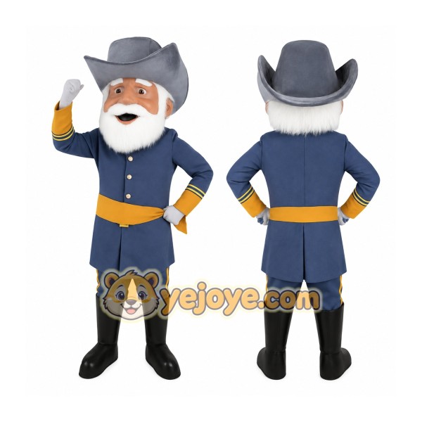 Blue Gold Bearded Cowboy Mascot Costume