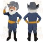 Blue Gold Bearded Cowboy Mascot Costume