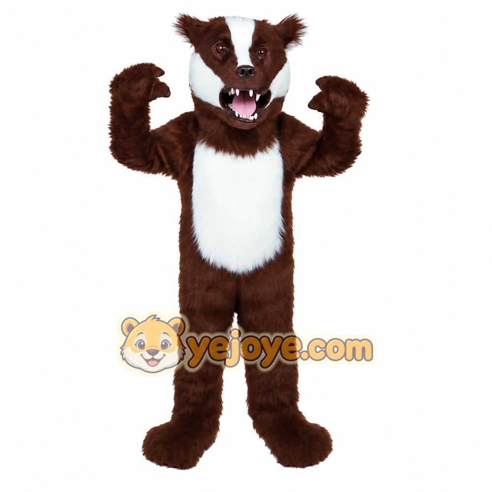 Brown White Badger Mascot Costume Brown White Badger Mascot Costume
